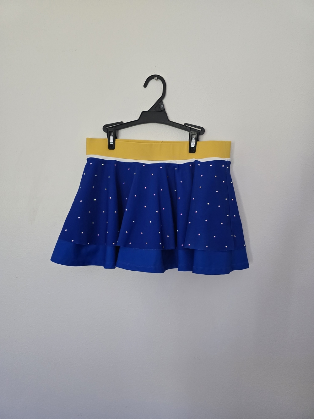 Cheerleader Skirt Skort Blue Rhinestones Yellow Size Women's Medium Cheer Shorts